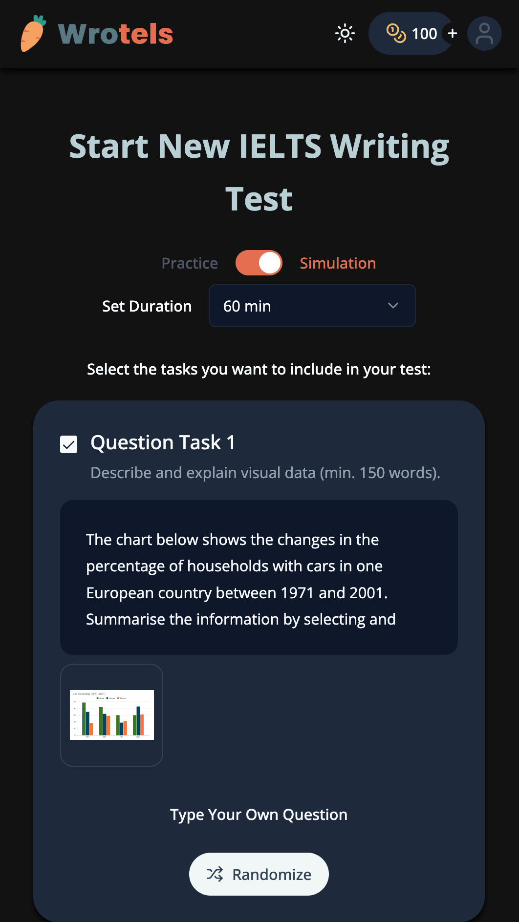 Start a New Test Page